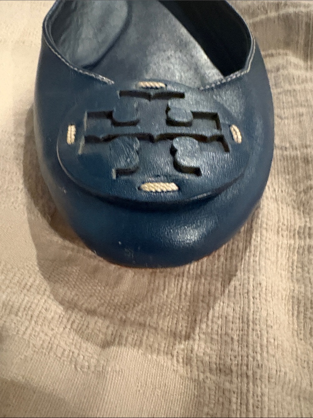 Tory Burch Blue Leather Logo Ballet Flats 8.5 - Picture 3 of 10